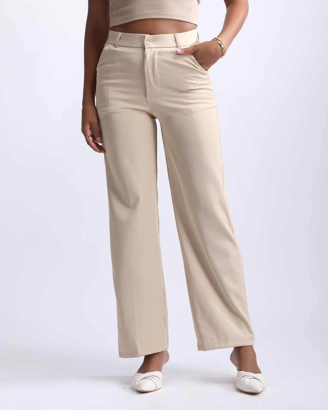 Grey Woolen Pleated Trousers main image 1