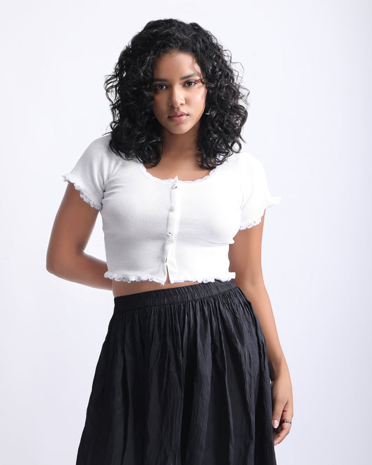 Ribbed Laced Crop Top