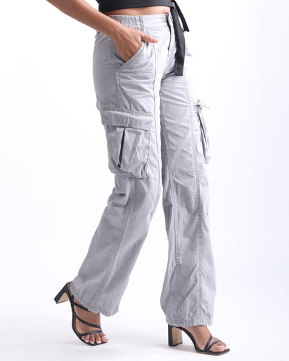 MID RISE STRAIGHT FIT CARGO,bestsellers cat2 april 24, bottomwear, cargos, cotton, grey, mid rise waist, trousers, utility pocket, wide leg,cargo-wide-leg-trouser-1-grey,Length - Full length Waist - Mid-rise waist Fit - Wide leg fit Color - GreyNo. of Pockets - 4Material - Cotton BlendClosure - Zip &amp; button