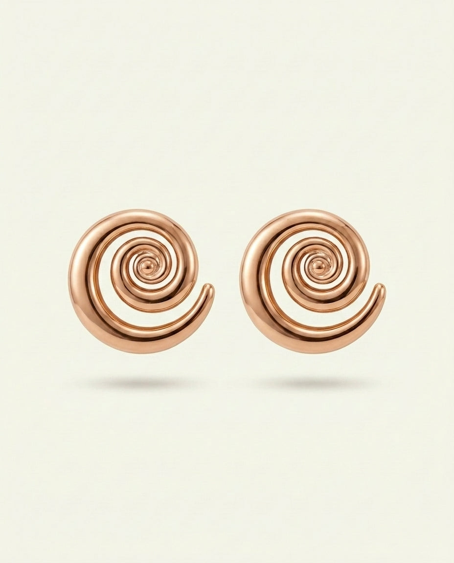 Coil Disc Earrings - Rose Gold