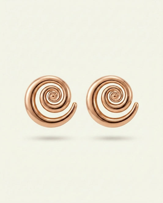 Coil Disc Earrings - Rose Gold