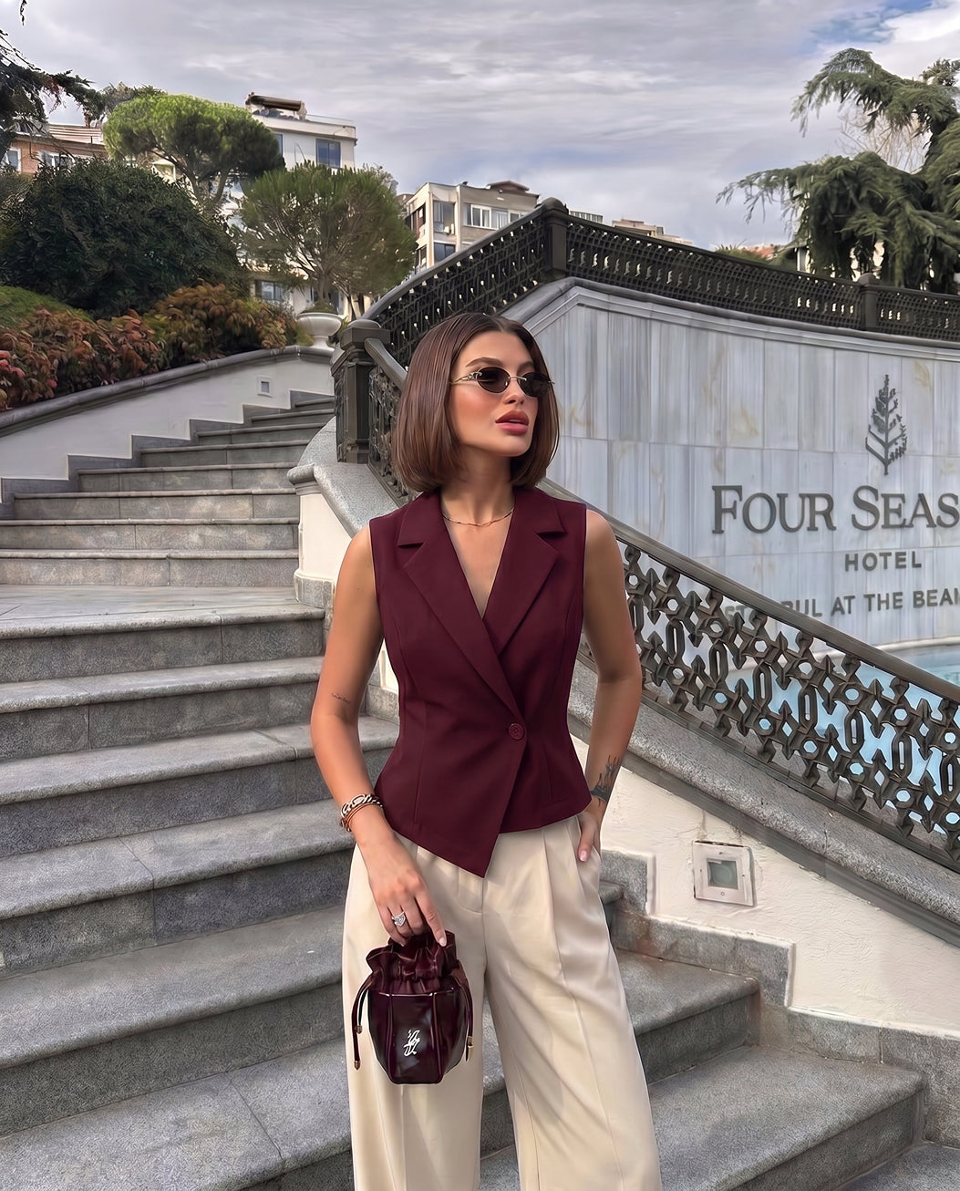 Maroon Waist Coat