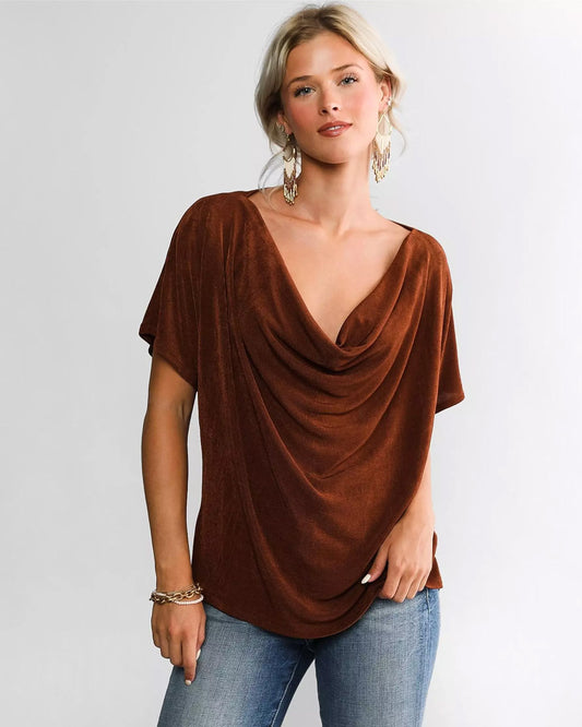 cowl-neck-short-sleeves-casual-top-brown-oy1504,25010004GG52,topwear,tops,casual,bold, minimal, streetwear,knitted,ribbed,brown,solid,regular fit,regular,cowl neck,short sleeves,Color: Brown
Fabric: Ribbed
Fit: Regular Fit 
Length: Regular
Neck: Cowl Neck
Sleeve: Short Sleeves
Print: Solid,COWL NECK SHORT SLEEVES CASUAL TOP