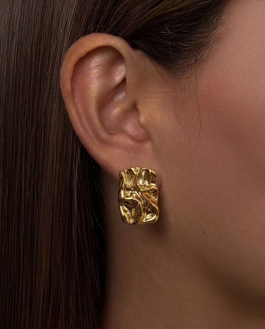 Golden Crushed Sheath Earrings