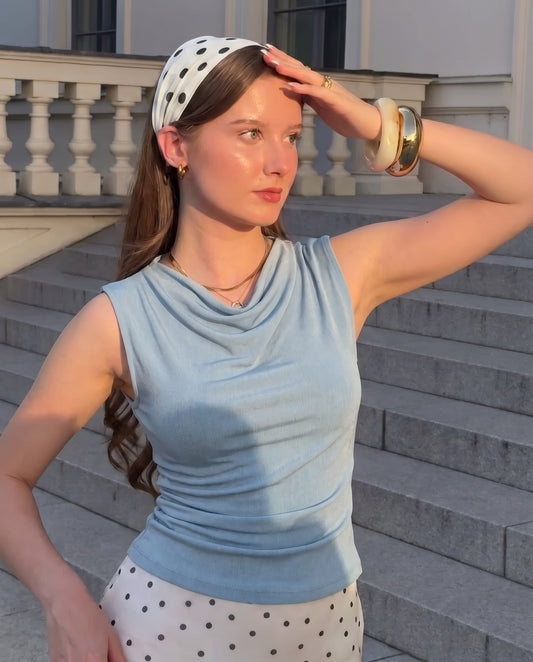 Powder Blue Cowl Neck Top