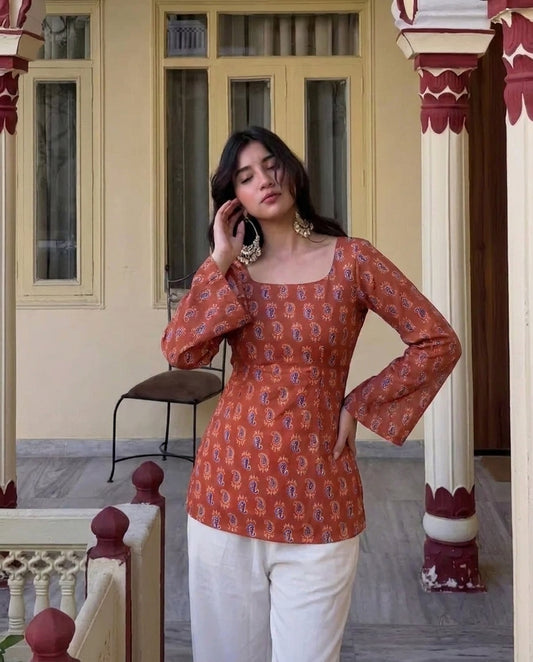 Myra Paisley Print Flared Sleeve Corset Kurti