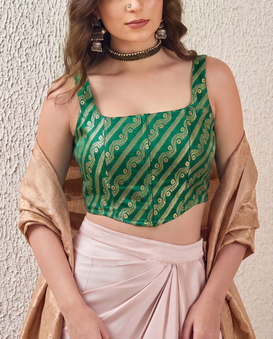 Emerald Green Brocade Corset Top