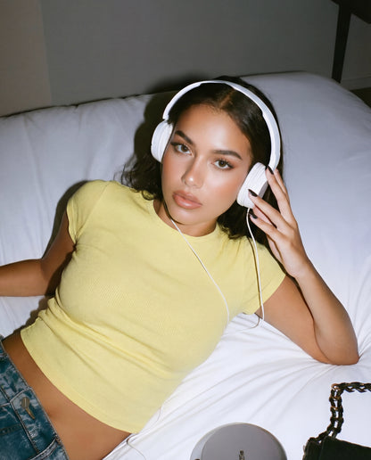 Summer, butter yellow, lemon yellow, pastel yellow, streetwear, crop top, basics, casual top, top wear
