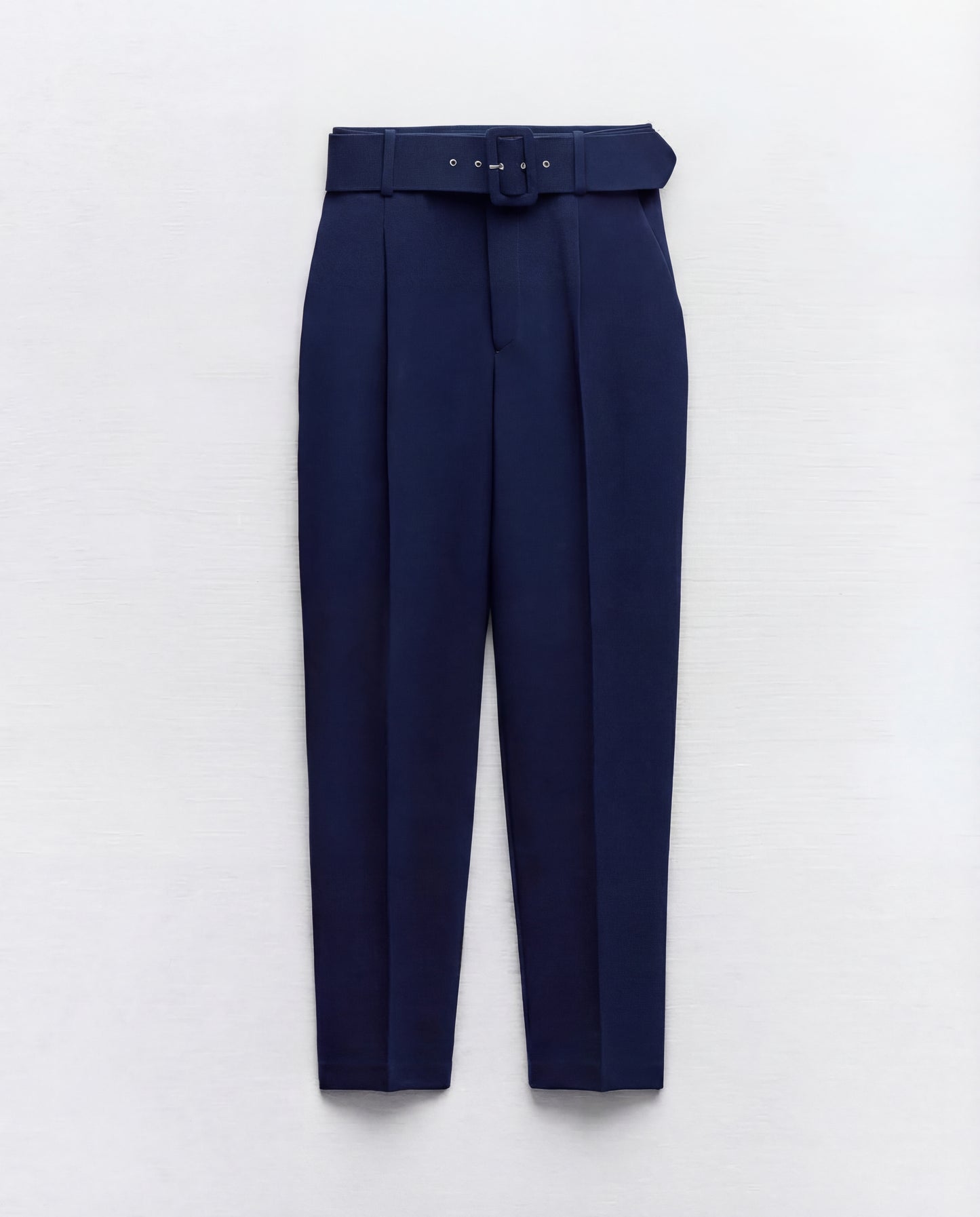 Belted Tapered Pants With Belt - Dark Blue