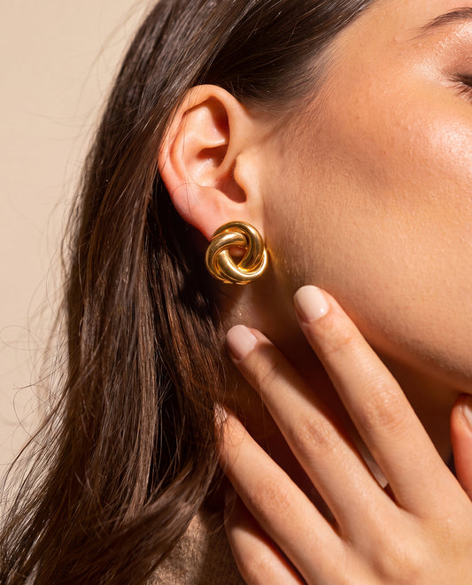 The Knot Stud Anti Tarnish Earrings - Gold