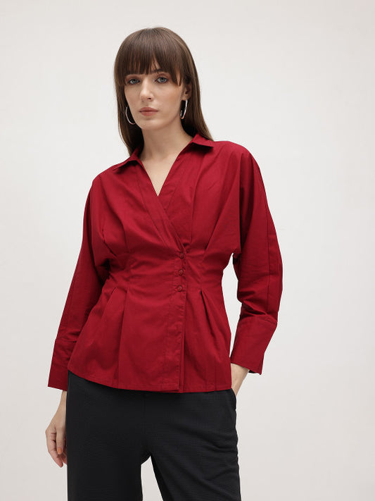 Ruby Red Sculpted Waist Shirt