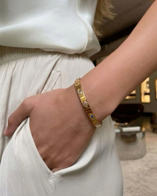 The Evil Eye Anti Tarnish Bangle - Gold
