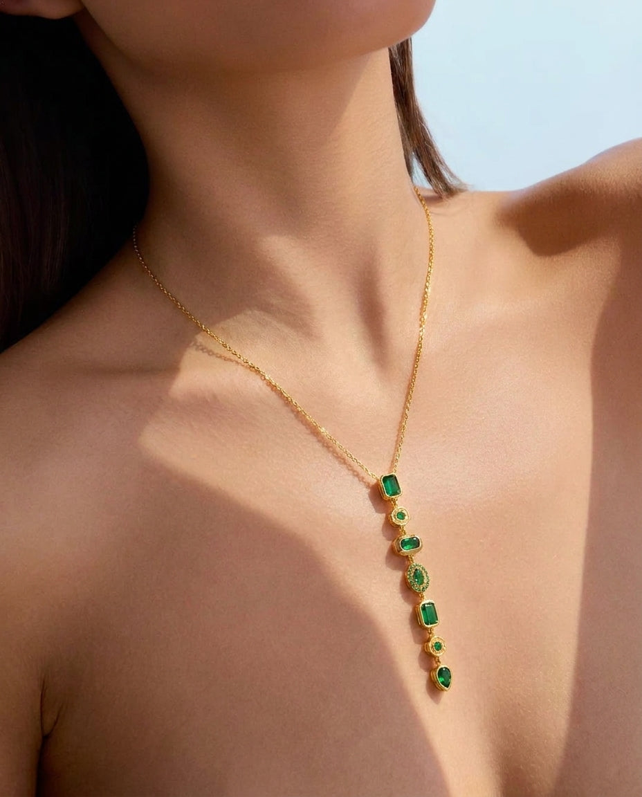 The Cascade Anti Tarnish Necklace - Green