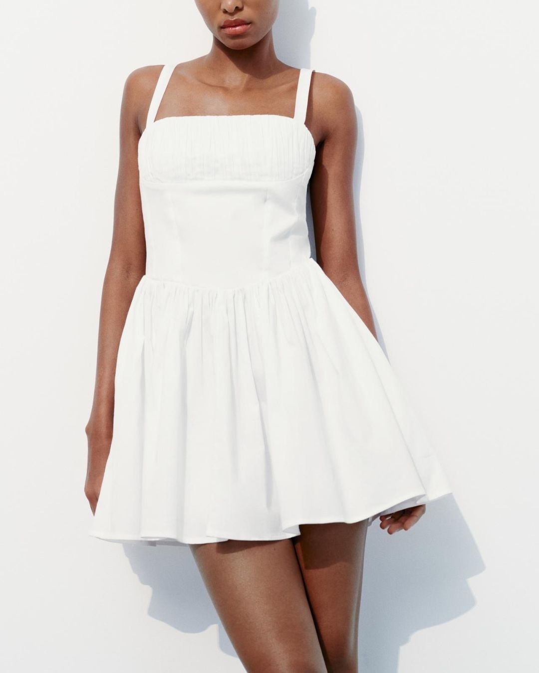 TAILORED FIT AND FLARE DRESS,dresses, fit and flare, gathered, mini, poplin, regular fit, shoulder strap, sleeveless, soft girl, solid, square neck, vacation, white, woven,tailored-fit-and-flare-dress-white,Color- White
Fabric- Poplin
Type- Fit And Flare
Fit- Regular Fit
Length- Mini
Neck- Square Neck
Sleeve- Sleeveless
Print- Solid
Detail- Gathered