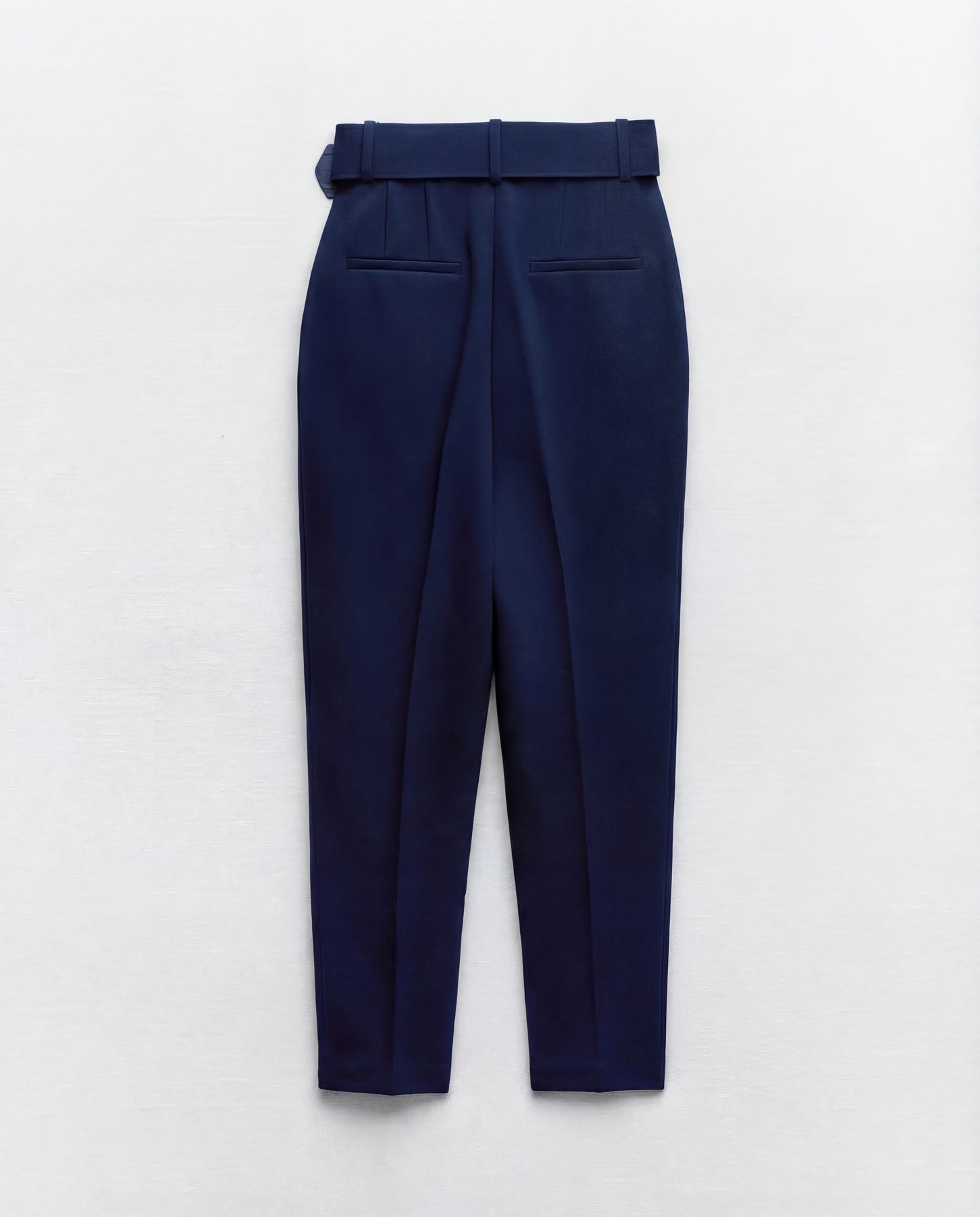 Belted Tapered Pants With Belt - Dark Blue