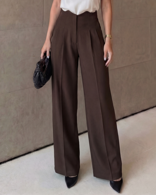 Mocha Brown Corset Waist Tailored Pants