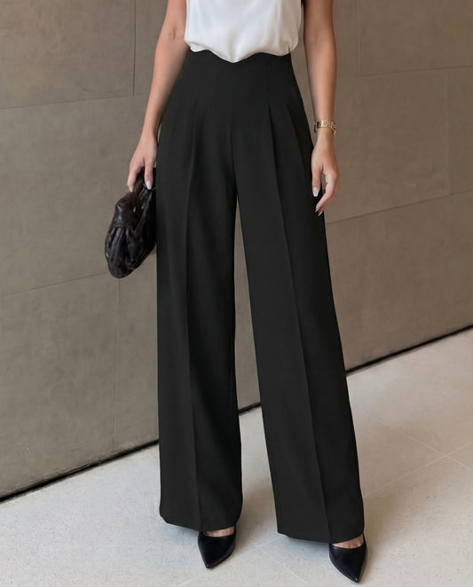 Black Corset Waist Tailored Pants