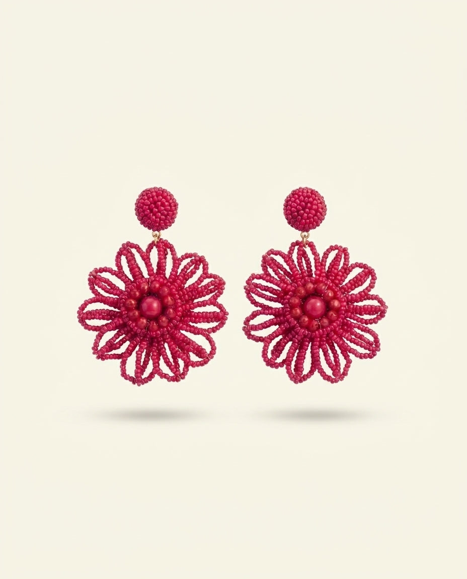 Crochet Flower Stud Earrings