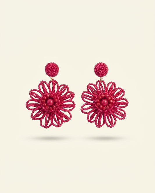 Crochet Flower Stud Earrings
