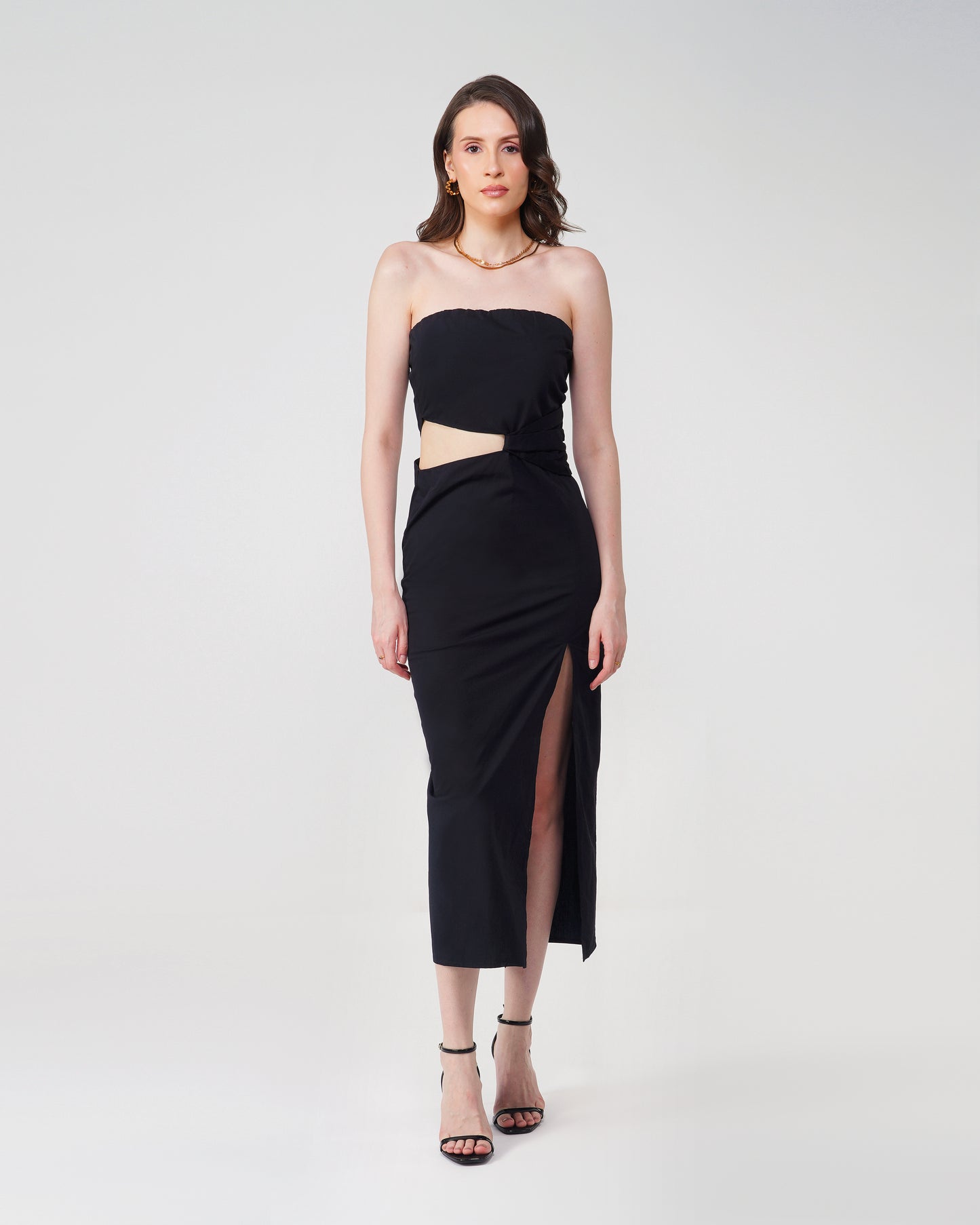 STRAPLESS MIDI DRESS