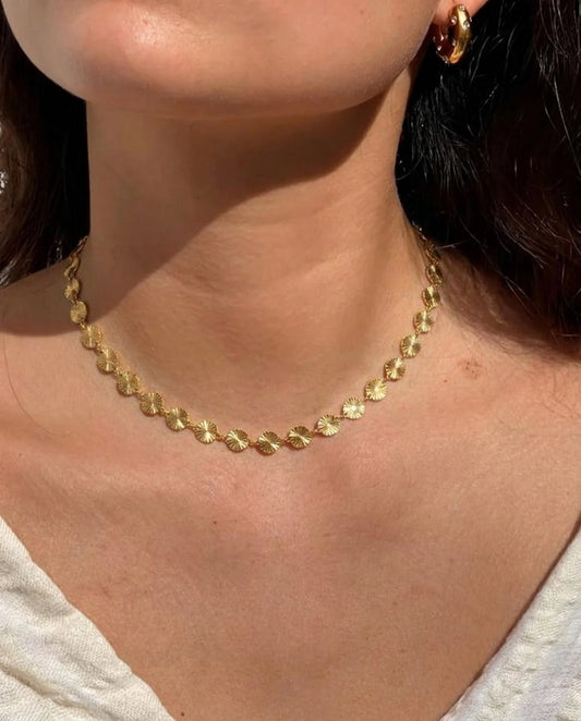 Golden Antitarnish Sunray Disc Necklace