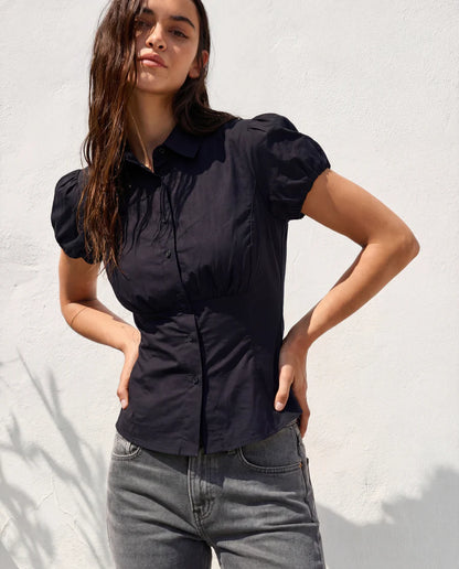 Set Of Two Puff Sleeve Shirt Style Top