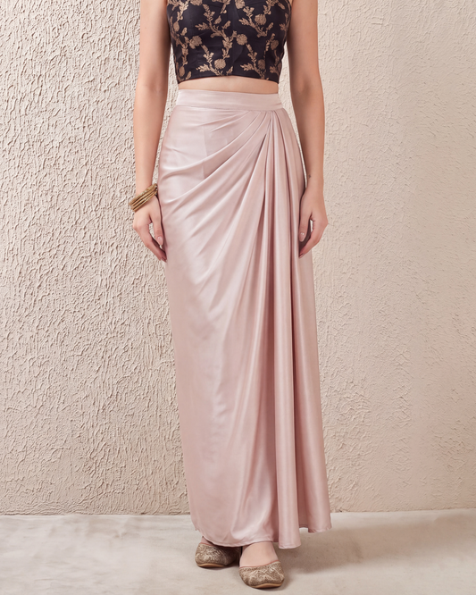 Sheen Rose Gold Draped Skirt