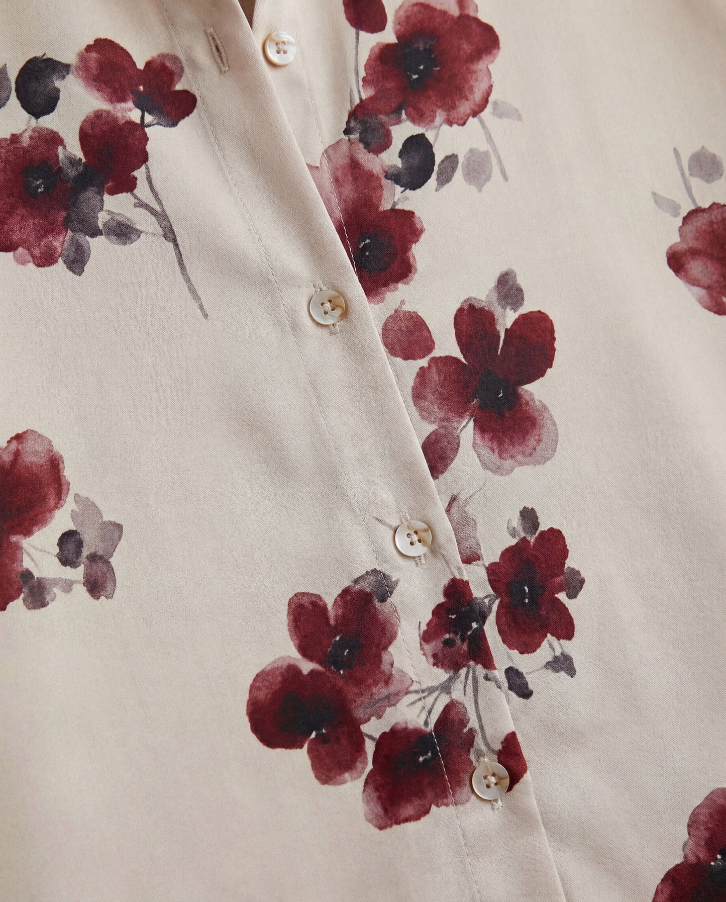 Wine Blossom Florals Satin Shirt