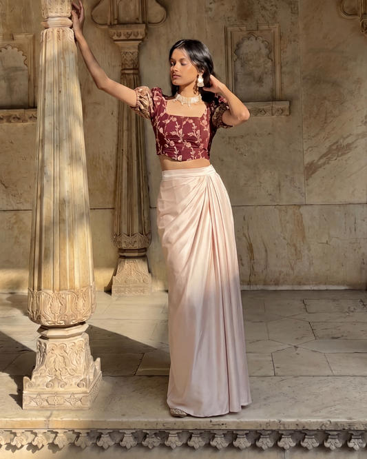 Puff Sleeve Corset Top and Skirt Coord Set