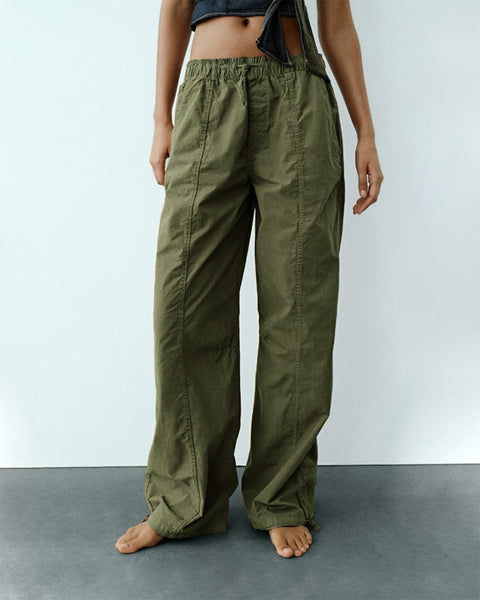 DRAWSTRING DETAIL PARACHUTE PANTS