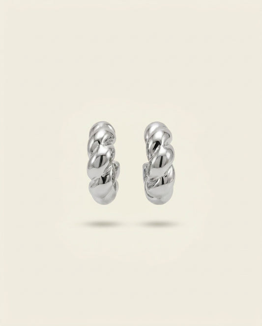 Woven Hoops - Silver