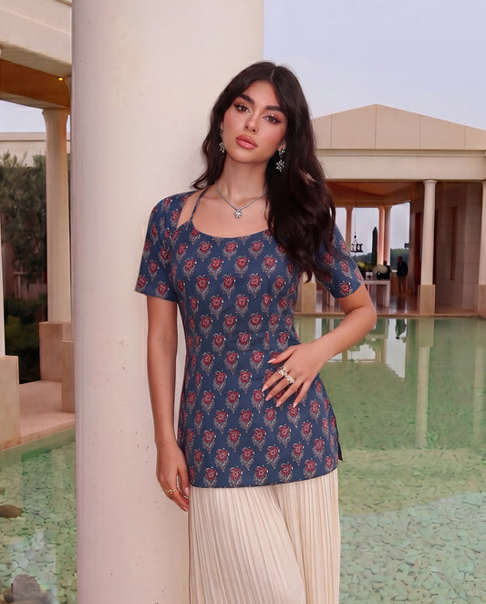 Nilofer Halter Neck Corset Kurti