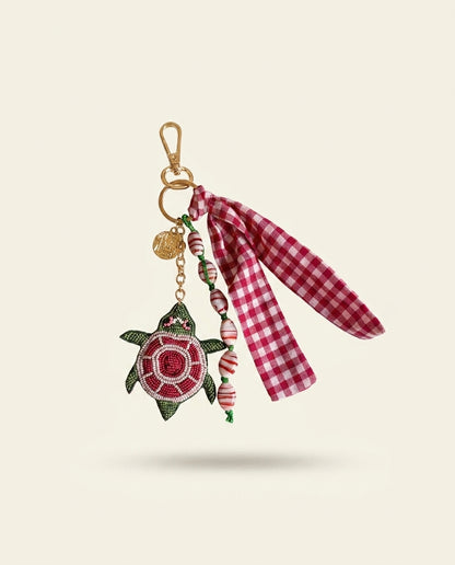Gingham Turtle Keychain