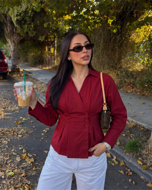 Ruby Red Sculpted Waist Shirt