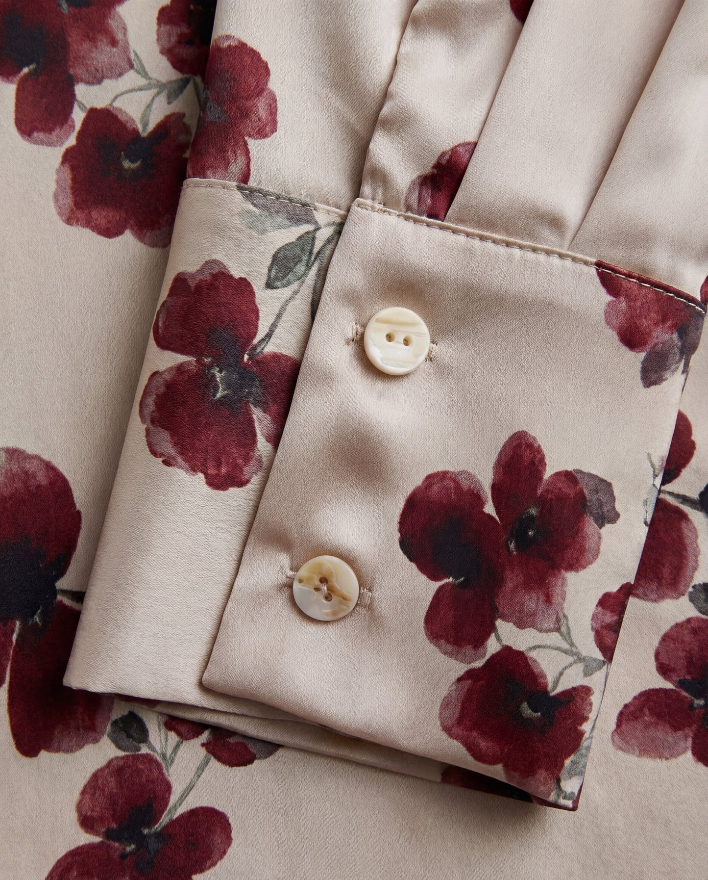 Wine Blossom Florals Satin Shirt