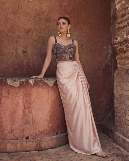 Floral Print Bustier Top and Skirt Coord Set