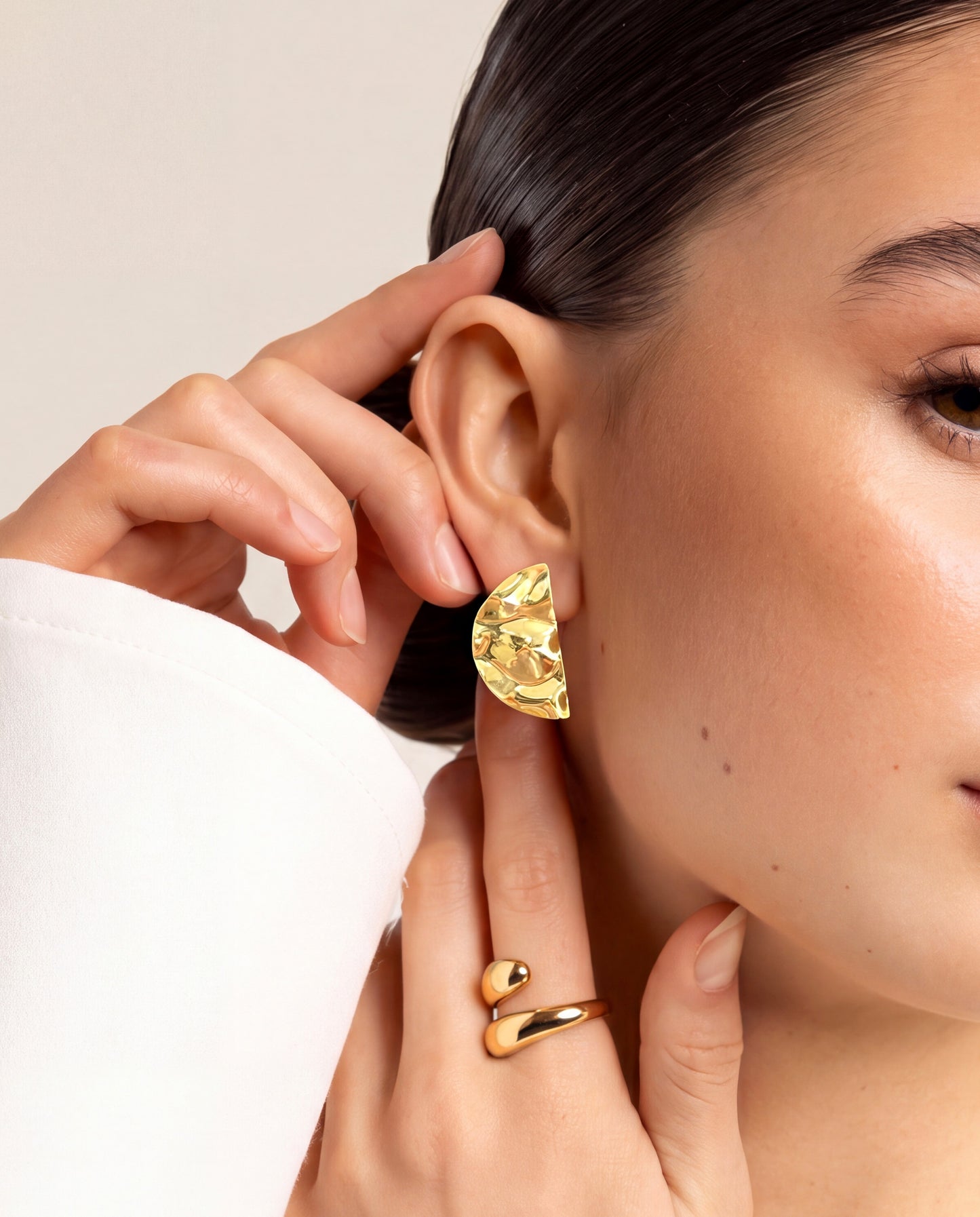 The Lunar Stud Anti Tarnish Earrings - Gold