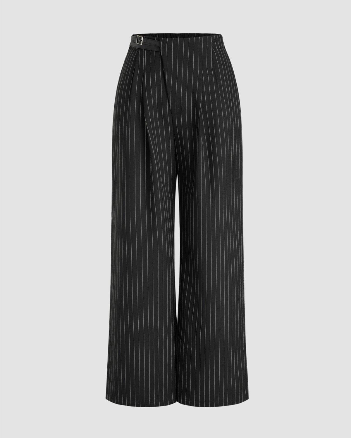bottomwear,pants, trousers,formal,business outfit, summer, urban fit, workwear,woven,polycotton,yarn dyed,black,striped,belt,wide leg fit,straight,full length,straight hem,mid rise	25060042GG,OY2010