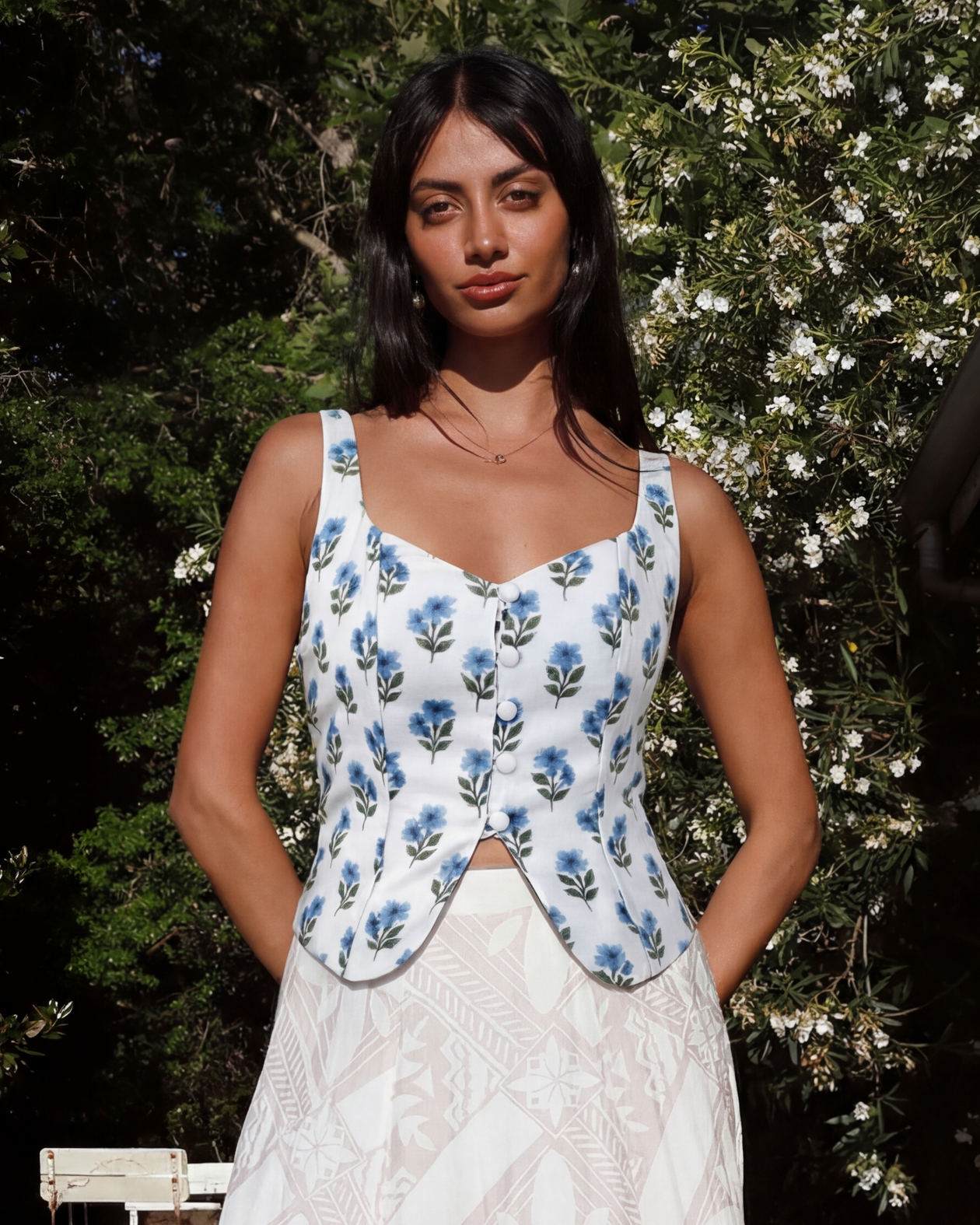 Floral White Tulip Hem Corset Top – Oyela