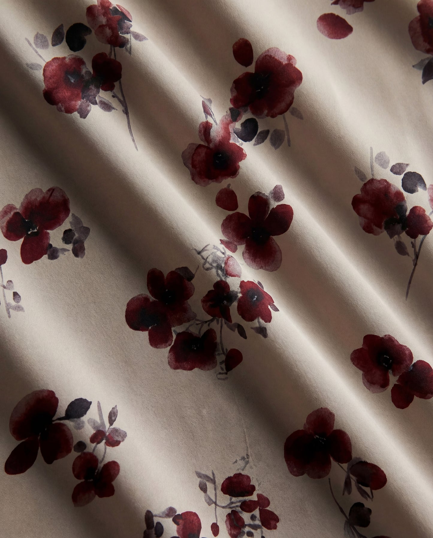 Wine Blossom Florals Satin Shirt