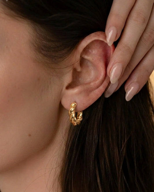 Golden Twisted Hoop Earrings