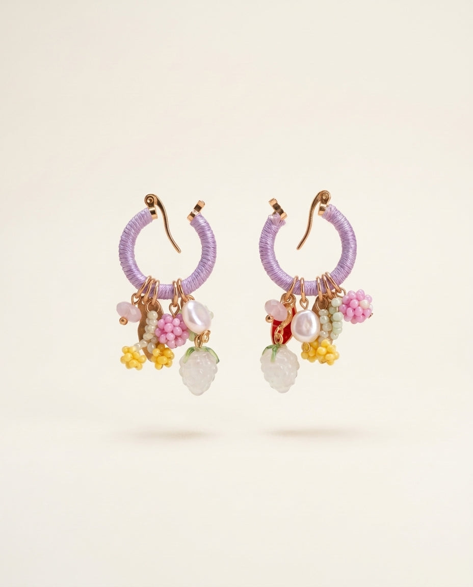 Lilac Charm Hoop Earrings