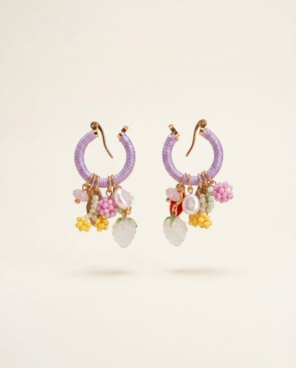 Lilac Charm Hoop Earrings
