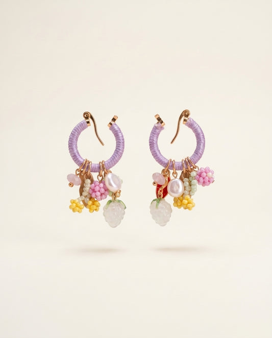 Lilac Charm Hoop Earrings