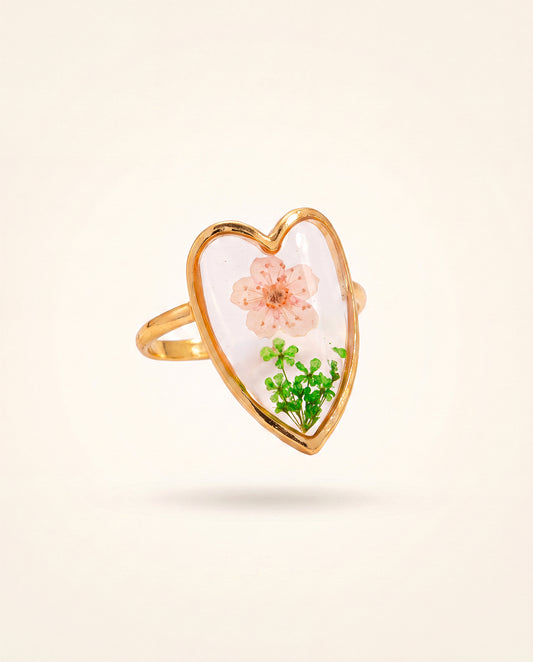 The Bloom Heart Anti Tarnish Ring - Gold