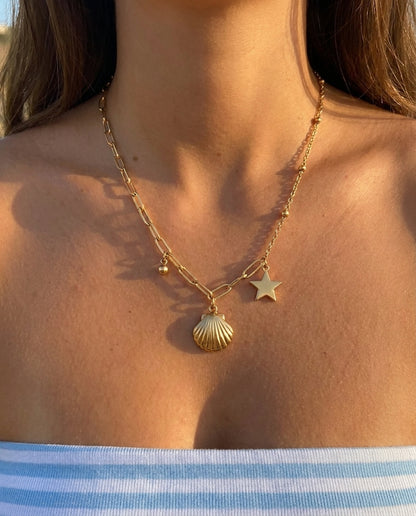Golden Antitarnish Beach Charms Necklace