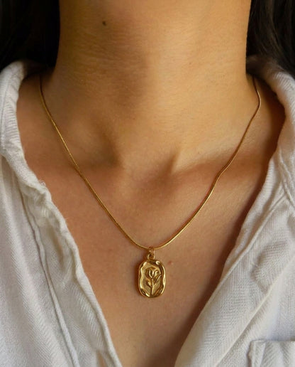Golden Tulip Pendant Necklace