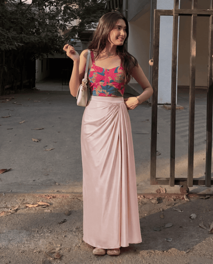 Abstract Bustier Top and Pleated Skirt Coord Set
