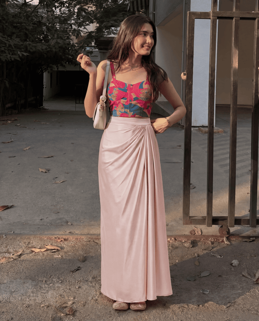 Abstract Bustier Top and Pleated Skirt Coord Set