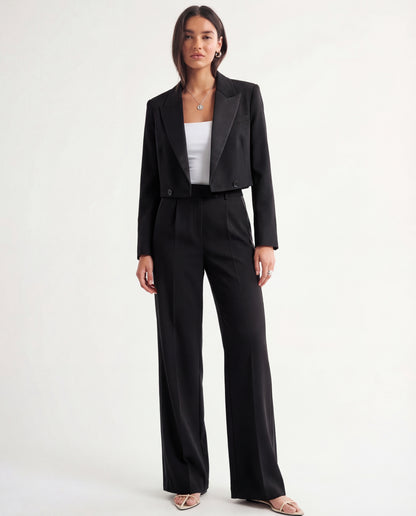 Black Cropped Blazer & Pant Set